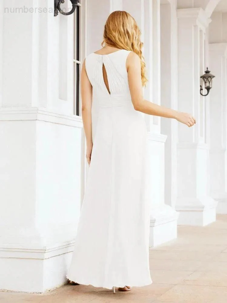 Formal Prom Gown Elegant V-Neck Sleeveless Bridesmaid Dresses for Wedding Party 28037 - Image 125