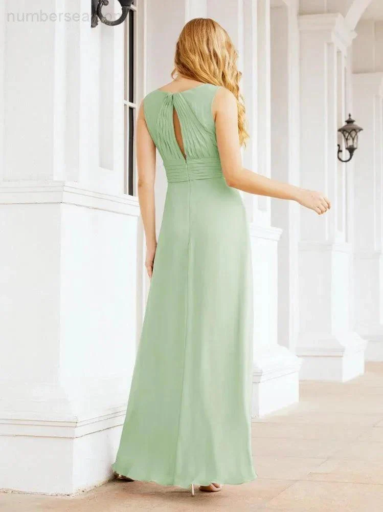 Formal Prom Gown Elegant V-Neck Sleeveless Bridesmaid Dresses for Wedding Party 28037 - Image 14