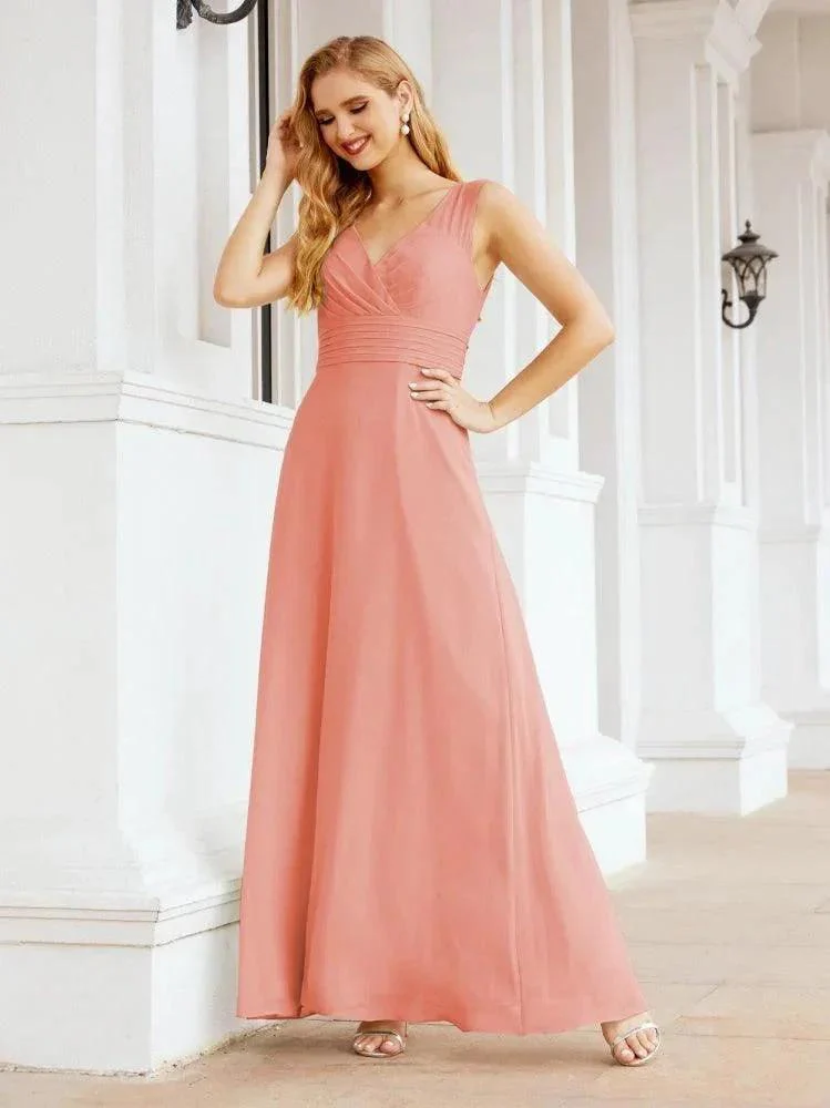 Formal Prom Gown Elegant V-Neck Sleeveless Bridesmaid Dresses for Wedding Party 28037 - Image 16