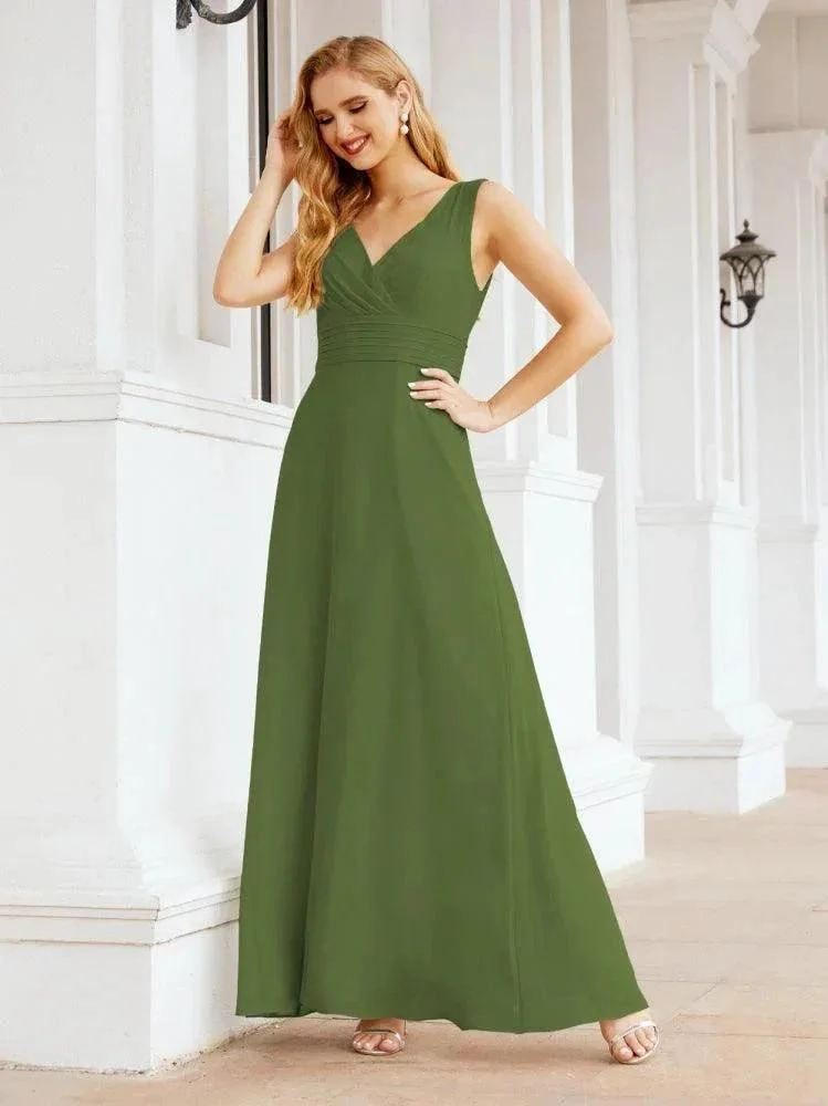 Formal Prom Gown Elegant V-Neck Sleeveless Bridesmaid Dresses for Wedding Party 28037 - Image 19