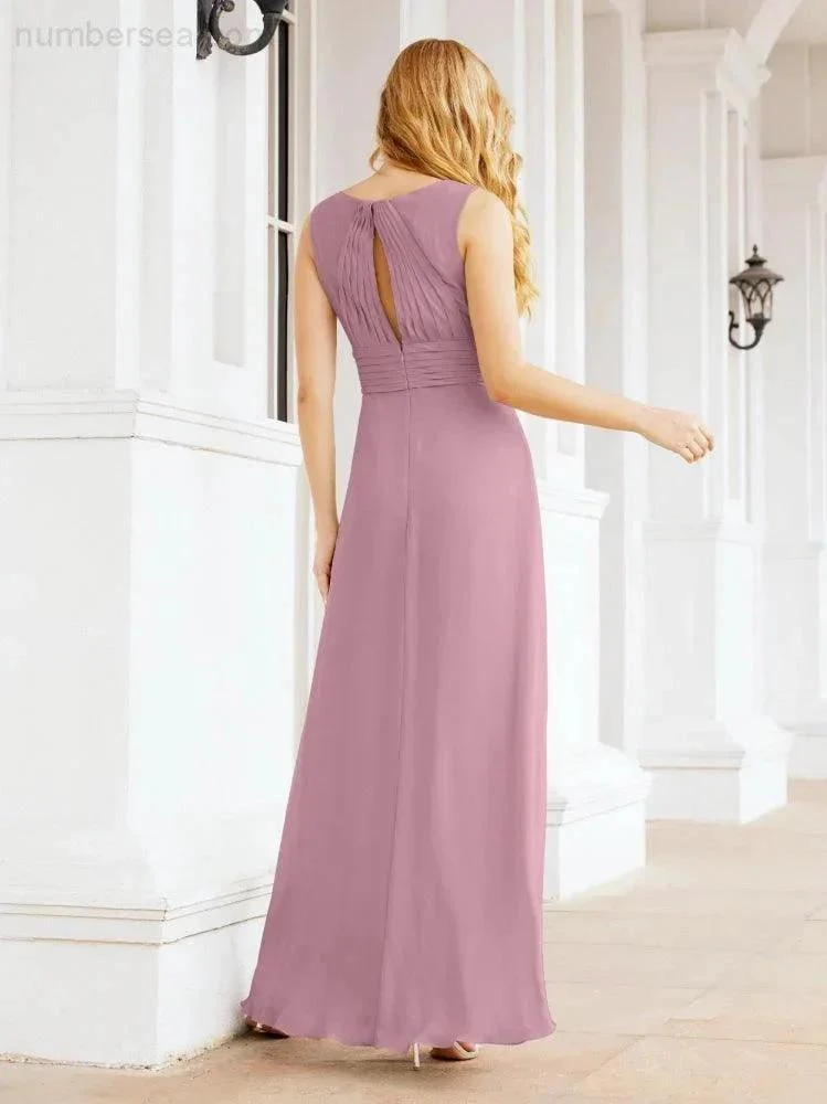 Formal Prom Gown Elegant V-Neck Sleeveless Bridesmaid Dresses for Wedding Party 28037 - Image 2