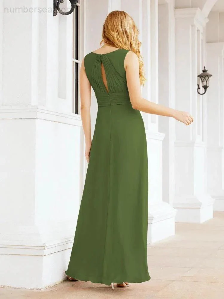 Formal Prom Gown Elegant V-Neck Sleeveless Bridesmaid Dresses for Wedding Party 28037 - Image 20