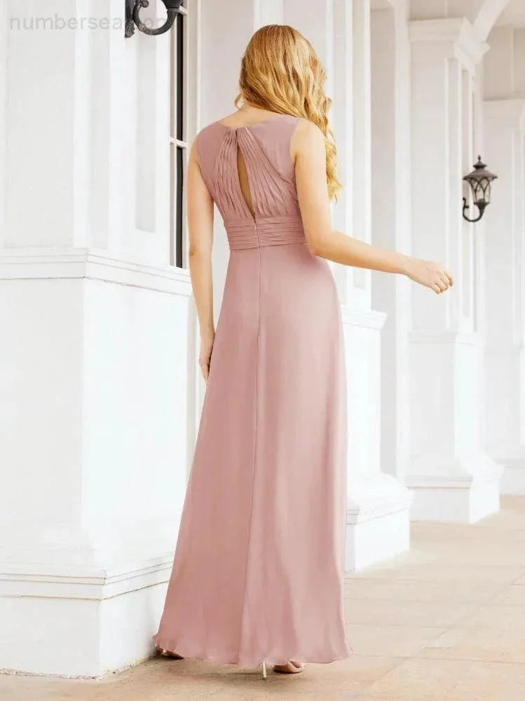 Formal Prom Gown Elegant V-Neck Sleeveless Bridesmaid Dresses for Wedding Party 28037 - Image 26