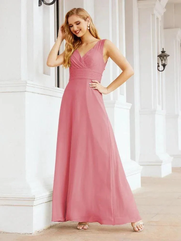 Formal Prom Gown Elegant V-Neck Sleeveless Bridesmaid Dresses for Wedding Party 28037 - Image 31