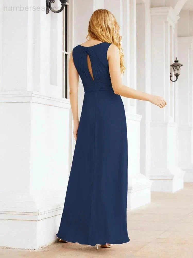 Formal Prom Gown Elegant V-Neck Sleeveless Bridesmaid Dresses for Wedding Party 28037 - Image 38