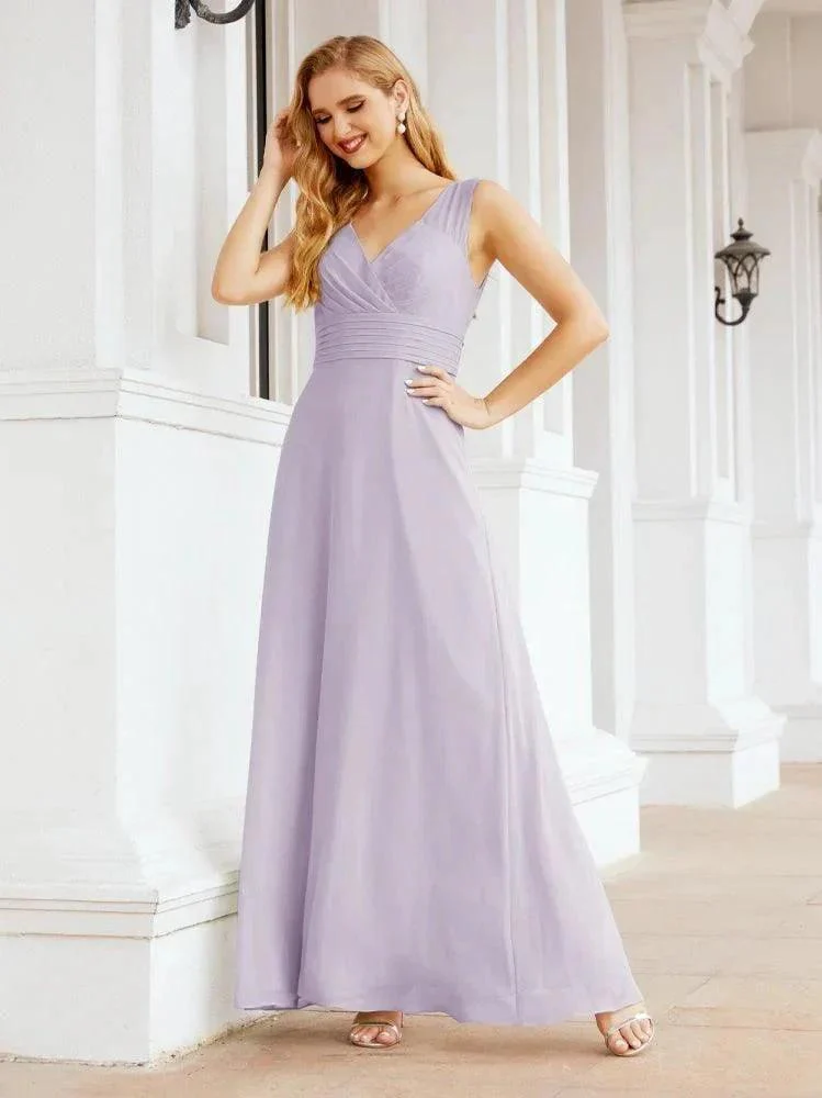 Formal Prom Gown Elegant V-Neck Sleeveless Bridesmaid Dresses for Wedding Party 28037 - Image 40