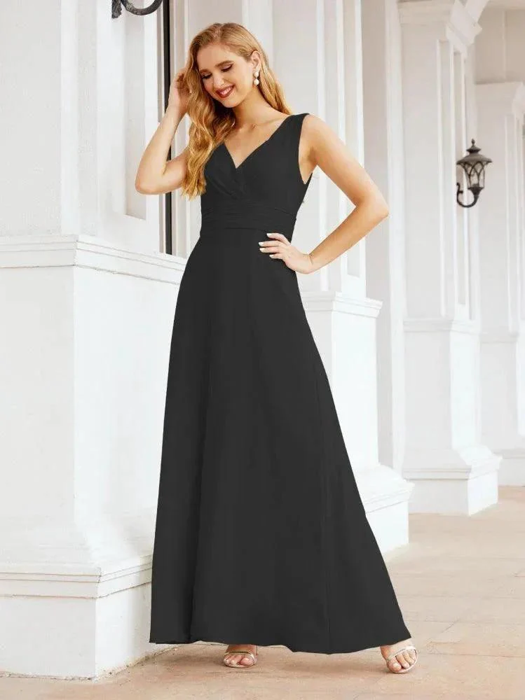 Formal Prom Gown Elegant V-Neck Sleeveless Bridesmaid Dresses for Wedding Party 28037 - Image 43