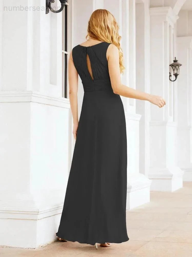 Formal Prom Gown Elegant V-Neck Sleeveless Bridesmaid Dresses for Wedding Party 28037 - Image 44