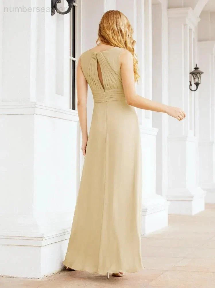 Formal Prom Gown Elegant V-Neck Sleeveless Bridesmaid Dresses for Wedding Party 28037 - Image 47