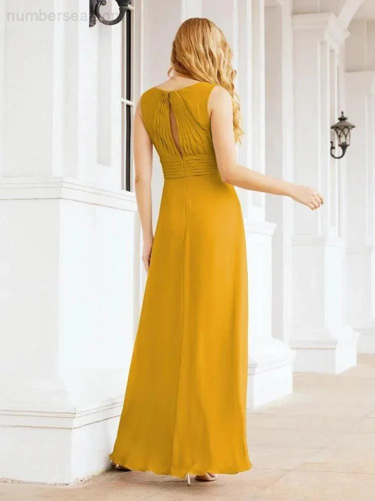 Formal Prom Gown Elegant V-Neck Sleeveless Bridesmaid Dresses for Wedding Party 28037 - Image 5
