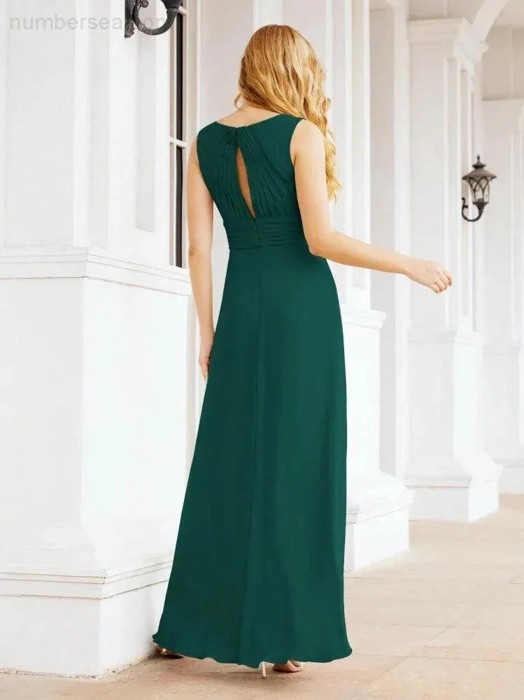 Formal Prom Gown Elegant V-Neck Sleeveless Bridesmaid Dresses for Wedding Party 28037 - Image 50