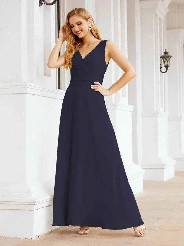 Formal Prom Gown Elegant V-Neck Sleeveless Bridesmaid Dresses for Wedding Party 28037 - Image 52