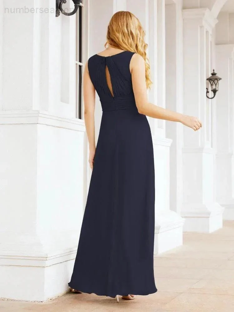 Formal Prom Gown Elegant V-Neck Sleeveless Bridesmaid Dresses for Wedding Party 28037 - Image 53