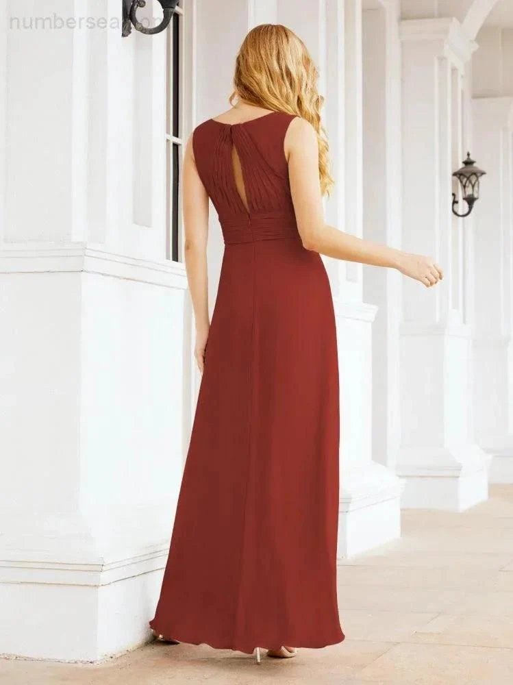 Formal Prom Gown Elegant V-Neck Sleeveless Bridesmaid Dresses for Wedding Party 28037 - Image 56