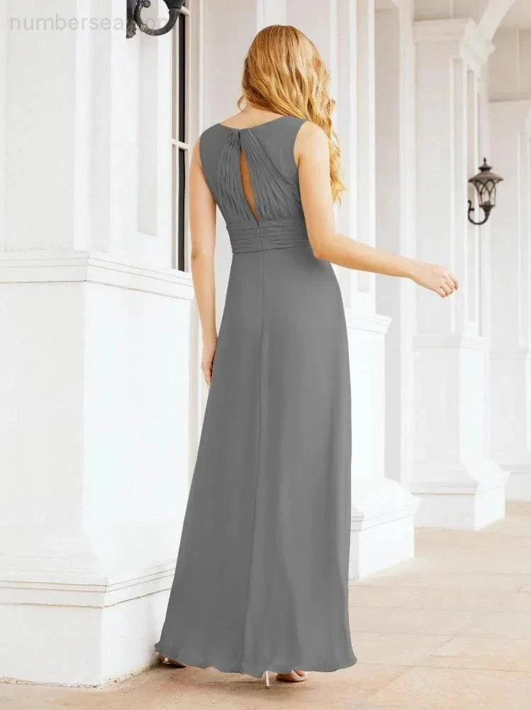 Formal Prom Gown Elegant V-Neck Sleeveless Bridesmaid Dresses for Wedding Party 28037 - Image 59