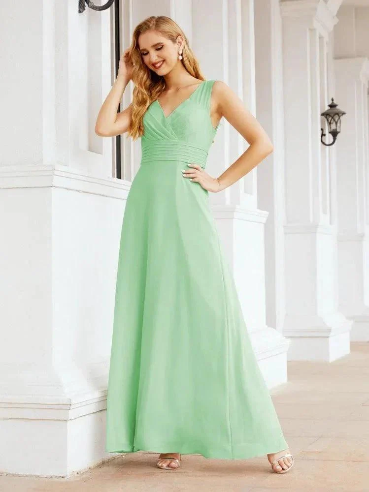 Formal Prom Gown Elegant V-Neck Sleeveless Bridesmaid Dresses for Wedding Party 28037 - Image 64