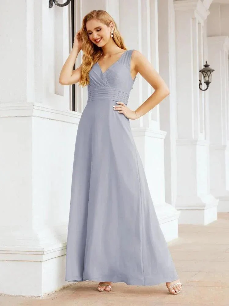 Formal Prom Gown Elegant V-Neck Sleeveless Bridesmaid Dresses for Wedding Party 28037 - Image 7