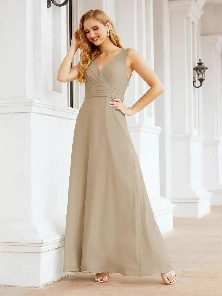 Formal Prom Gown Elegant V-Neck Sleeveless Bridesmaid Dresses for Wedding Party 28037 - Image 70