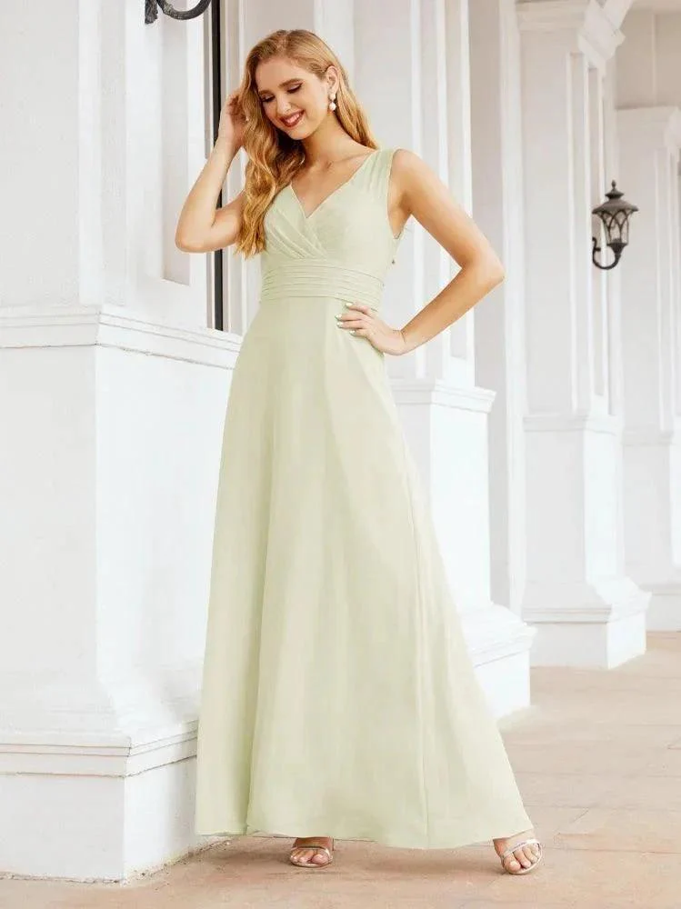 Formal Prom Gown Elegant V-Neck Sleeveless Bridesmaid Dresses for Wedding Party 28037 - Image 76