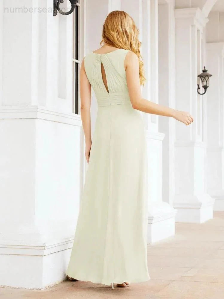 Formal Prom Gown Elegant V-Neck Sleeveless Bridesmaid Dresses for Wedding Party 28037 - Image 77