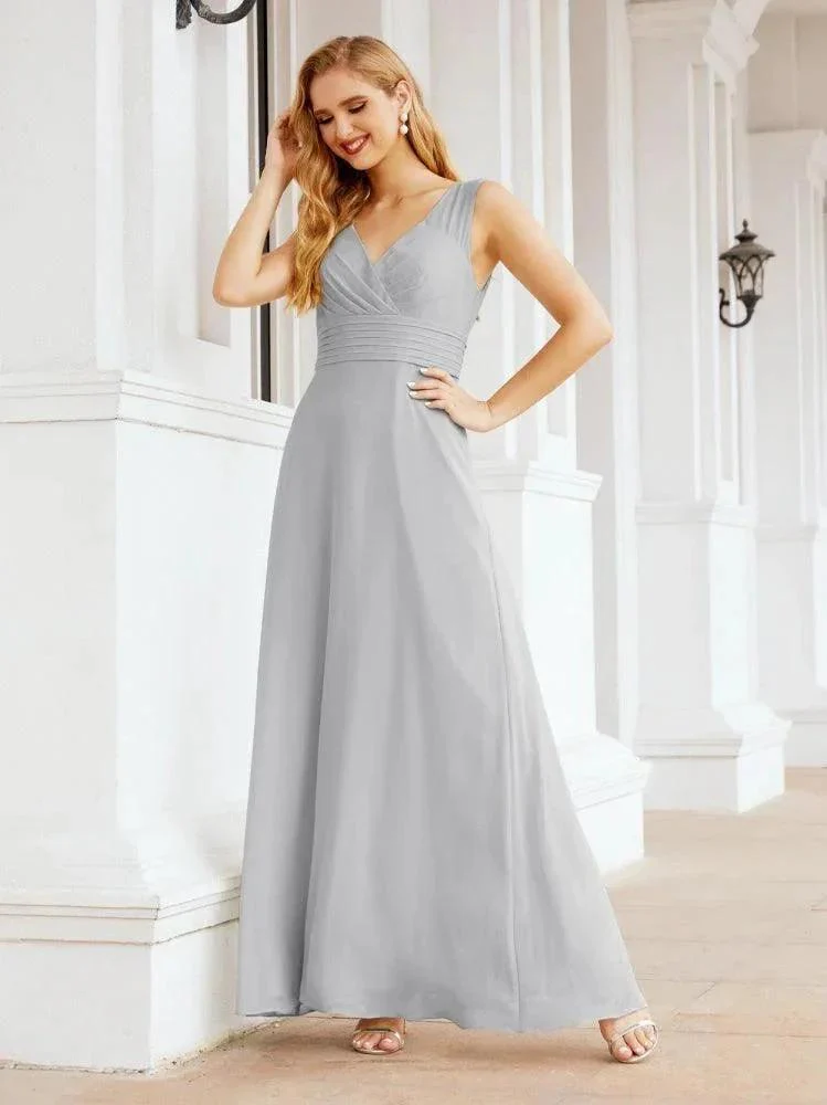 Formal Prom Gown Elegant V-Neck Sleeveless Bridesmaid Dresses for Wedding Party 28037 - Image 79