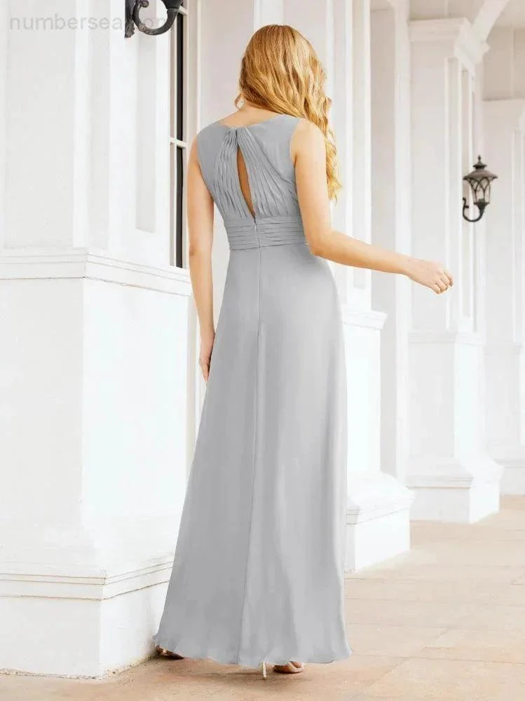Formal Prom Gown Elegant V-Neck Sleeveless Bridesmaid Dresses for Wedding Party 28037 - Image 80