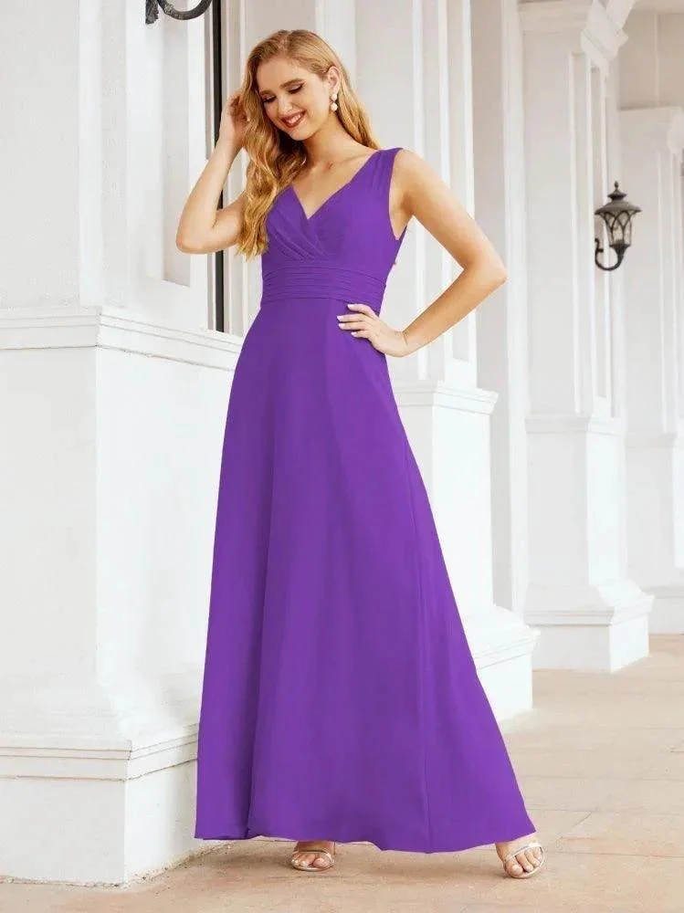 Formal Prom Gown Elegant V-Neck Sleeveless Bridesmaid Dresses for Wedding Party 28037 - Image 82