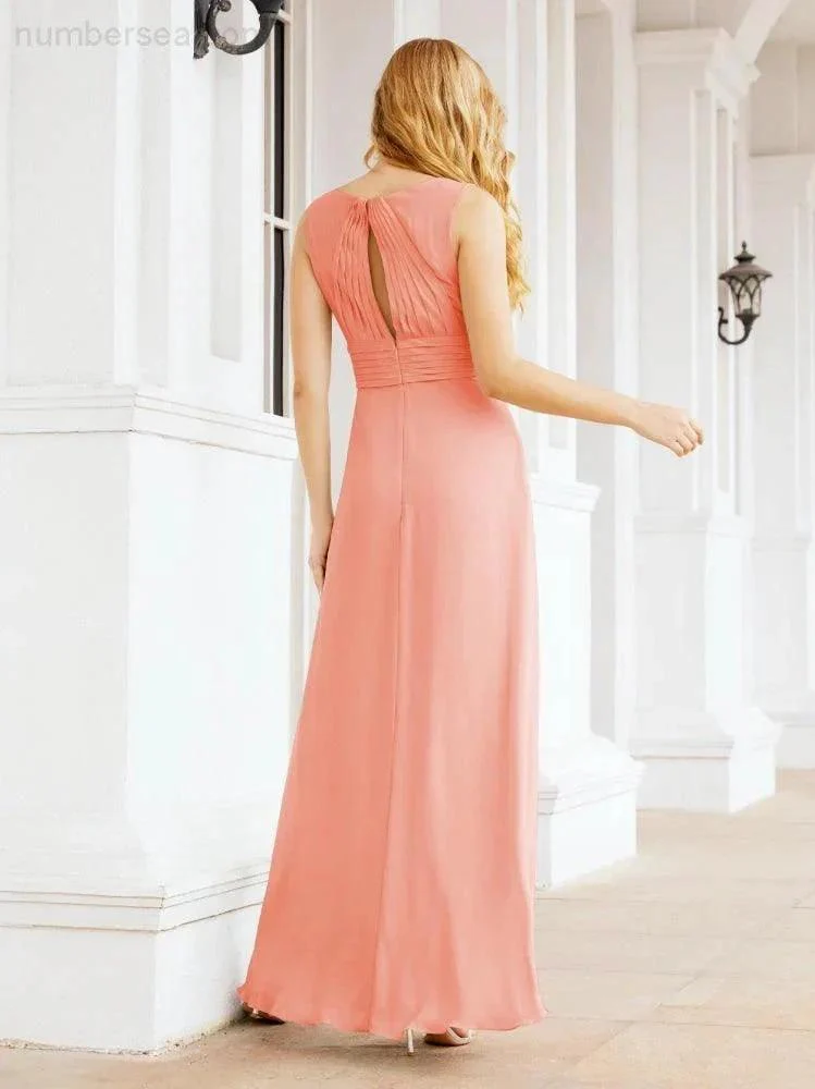 Formal Prom Gown Elegant V-Neck Sleeveless Bridesmaid Dresses for Wedding Party 28037 - Image 86
