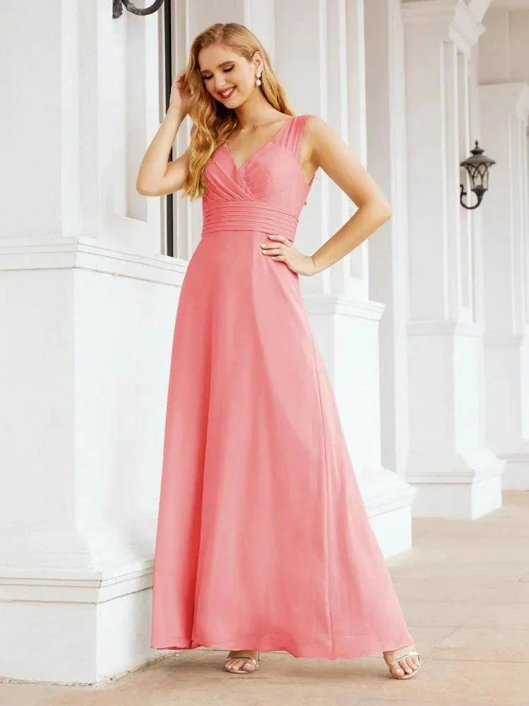 Formal Prom Gown Elegant V-Neck Sleeveless Bridesmaid Dresses for Wedding Party 28037 - Image 88
