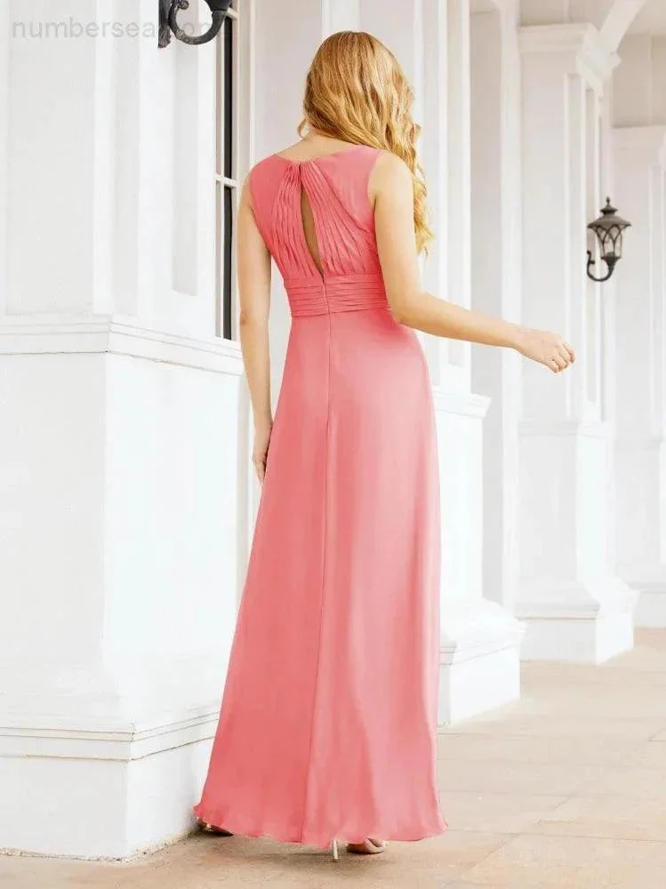 Formal Prom Gown Elegant V-Neck Sleeveless Bridesmaid Dresses for Wedding Party 28037 - Image 89