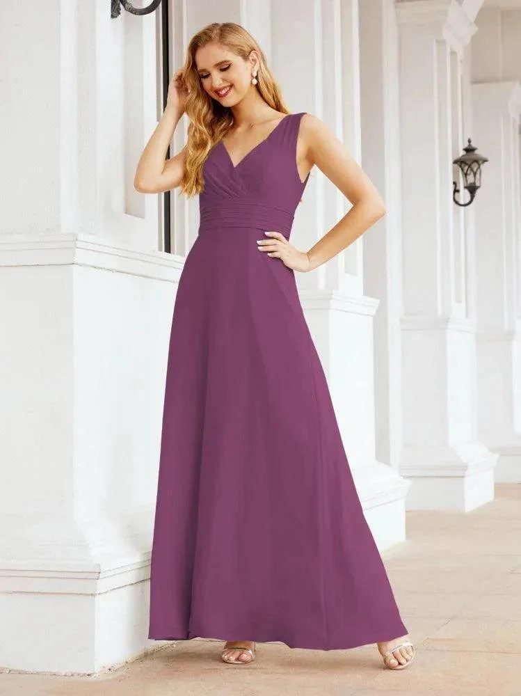 Formal Prom Gown Elegant V-Neck Sleeveless Bridesmaid Dresses for Wedding Party 28037 - Image 91