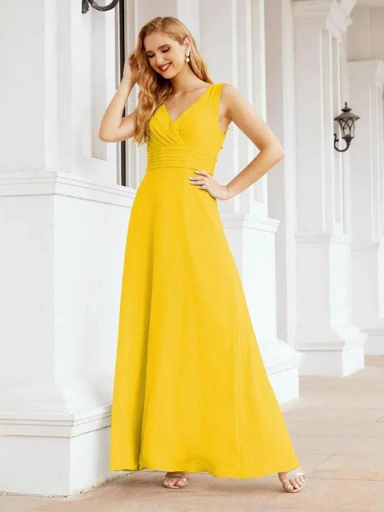 Formal Prom Gown Elegant V-Neck Sleeveless Bridesmaid Dresses for Wedding Party 28037 - Image 97