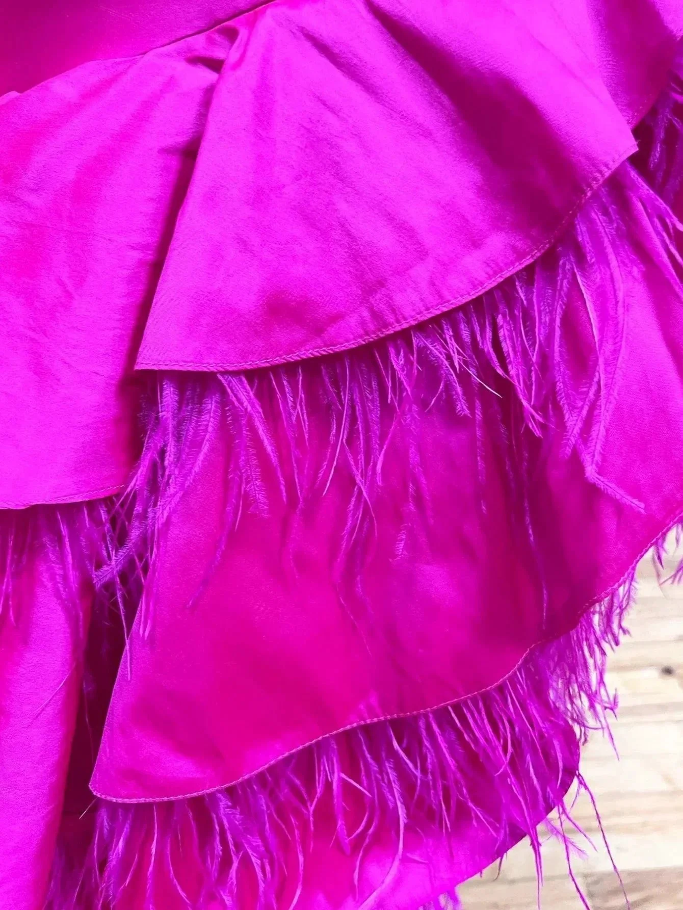 Fuchsia A Line V Neck Irregular Long Prom Dress - Image 2