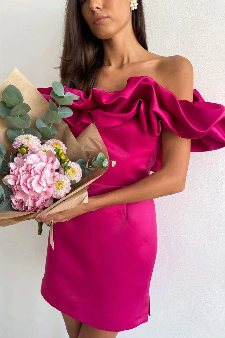 fuchsia mini dress strapless corset mini dress SYH2 - Image 3