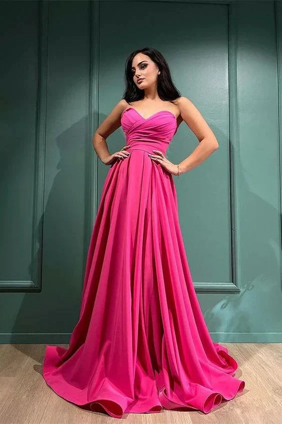 Fuchsia Sweetheart Long Evening Dress With Split Y6166 - Image 2