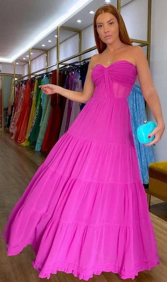 Generous Fuchsia A-line Prom Dress Charming Evening Dress Y1040 - Image 2