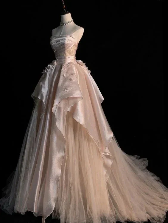 Generous Pink Strapless A-line Tulle Evening Dress Glam Dress Y6761 - Image 2