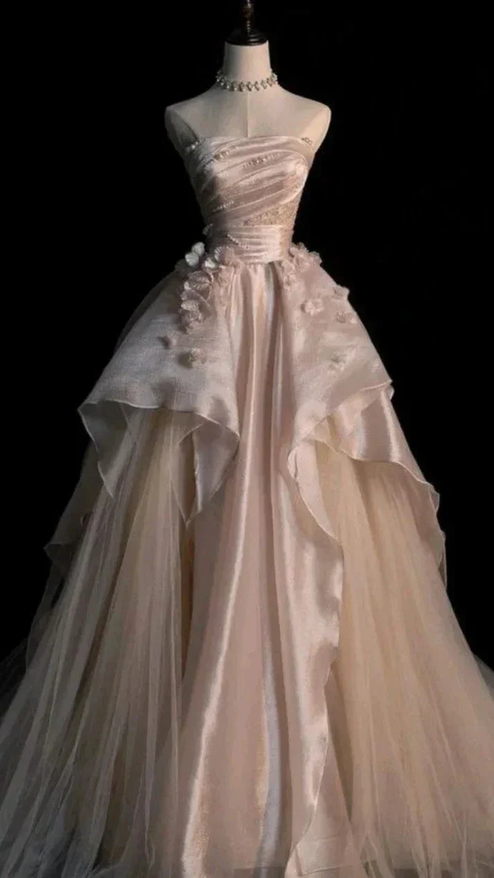 Generous Pink Strapless A-line Tulle Evening Dress Glam Dress Y6761 - Image 5