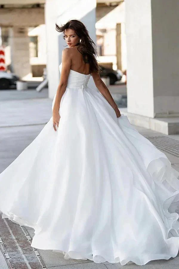 Glamorous Off-Shoulder Sweetheart Pearls Modest Wedding Dress WD668 - Image 2