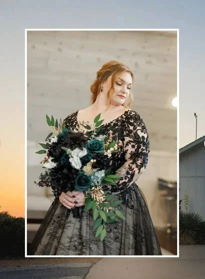 Glamorous Black Lace Wedding Dress,Gothic Bridal Gown Y7353 - Image 6