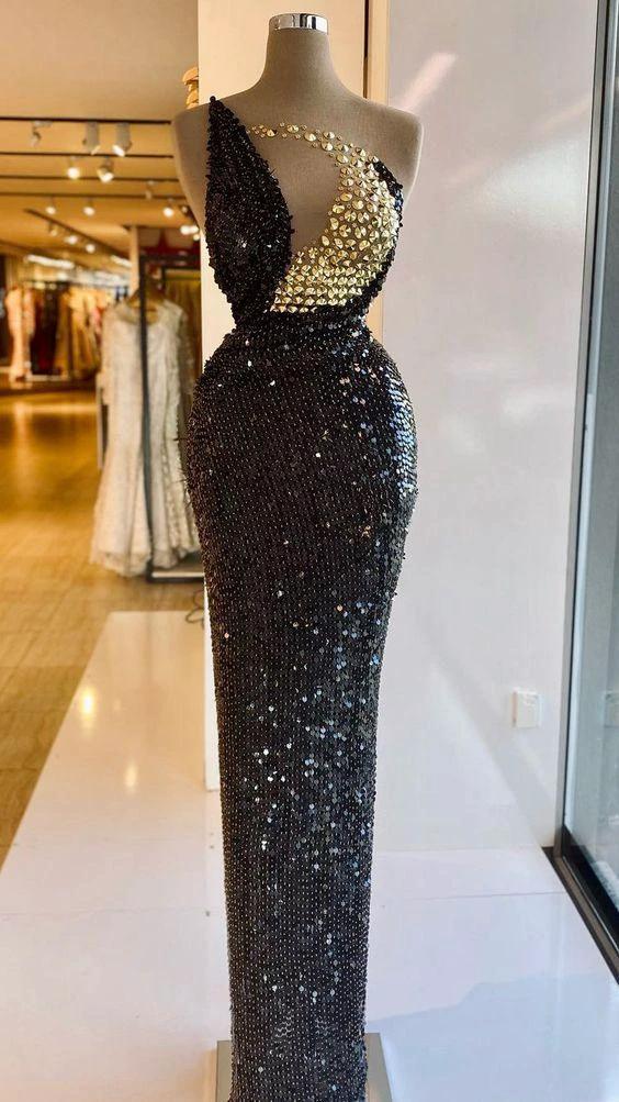 Glamorous Black Sequins Evening Dress Sexy Formal Gown Y731 - Image 2