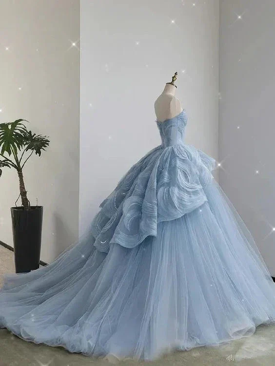 Glamorous Blue Sweetheart Tulle Princess Dress,Blue Ball Gown,Blue Fairy Dress Y6472 - Image 2