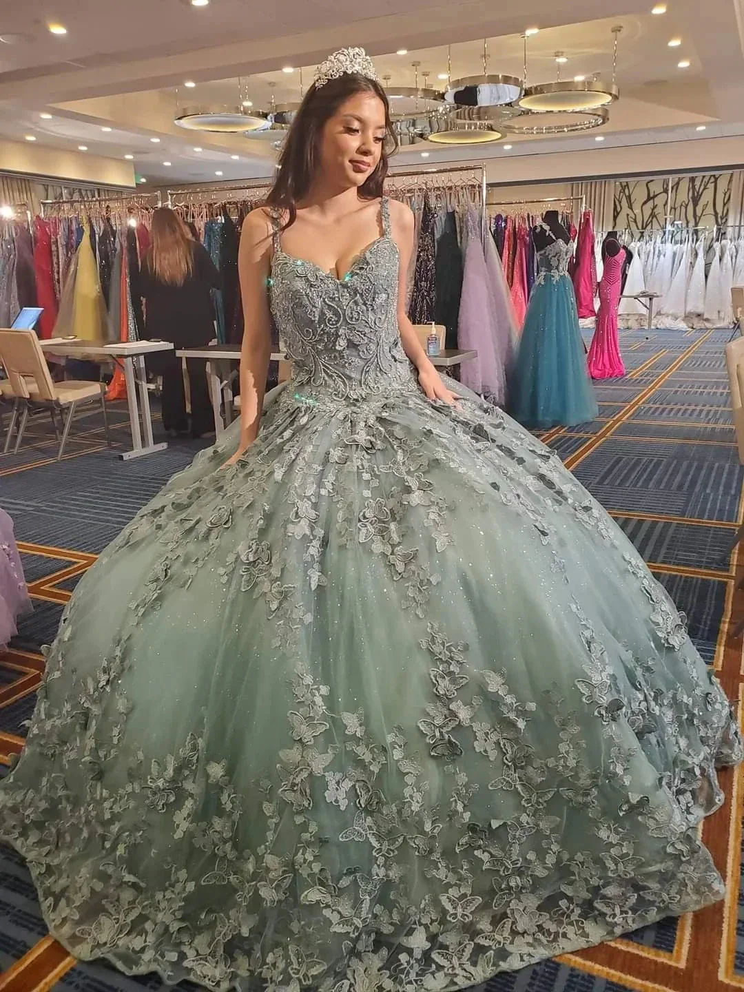 Glamorous Butterflies Appliques Ball Gown,Sweet 16 Dress,Princess Dress Y2361 - Image 2