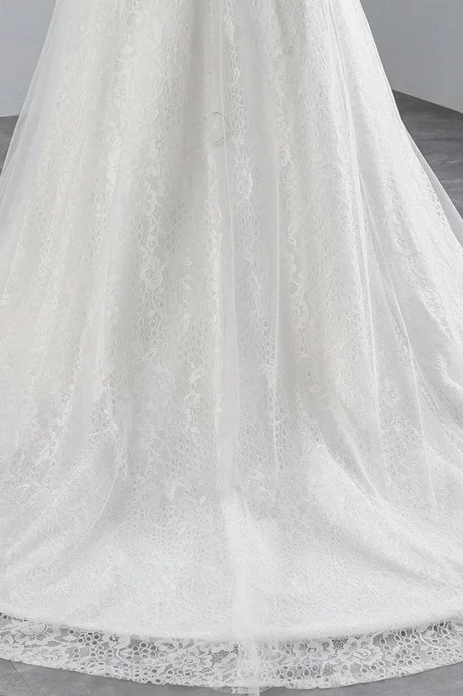 Glamorous Long Mermaid Tulle Appliques Lace Wedding Dress - Image 7
