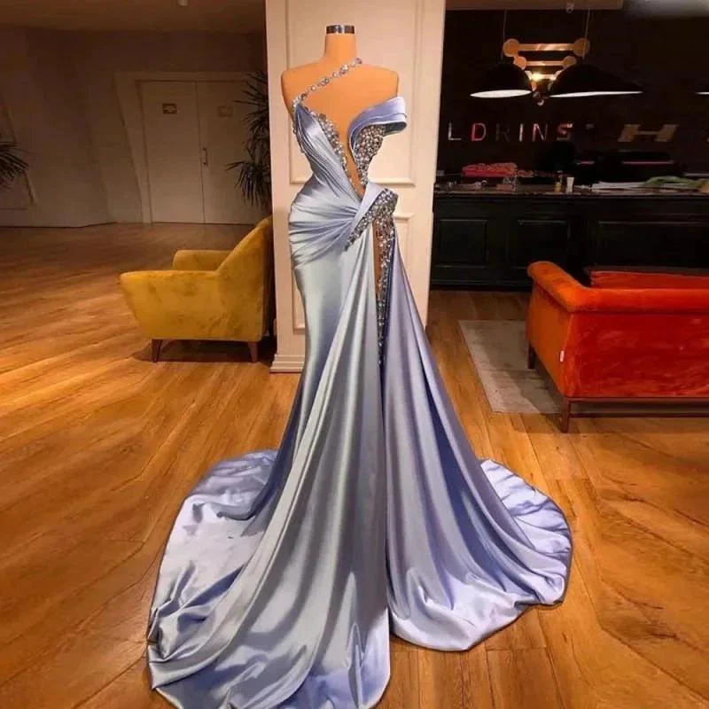 Glamorous Long Off-the-shoulder Lace Sequined Prom Dress With Slit - Image 2