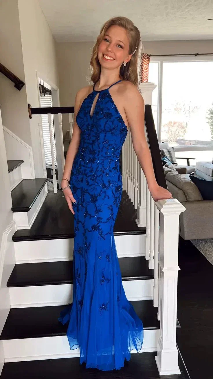 Glamorous Royal Blue Tulle Mermaid Prom Dress Royal Blue Evening Gown Y5316 - Image 3