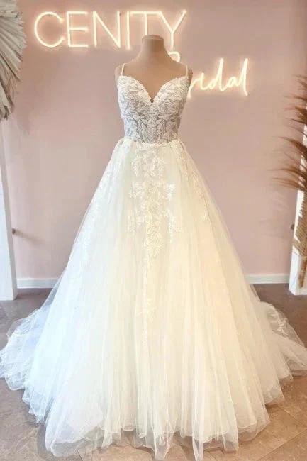 Glamorous spaghetti straps sleeveless a-line lace Wedding dresses - Image 2