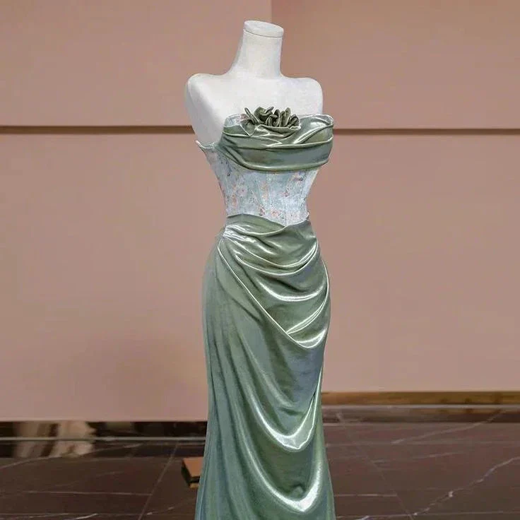 Glamorous Strapless Mermaid Pleated Evening Gown Formal Prom Dress Y7989 - Image 4