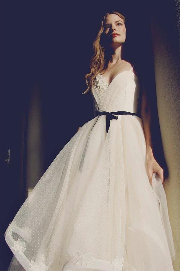 Glamorous Straps Ball Gowns Ivory Backless Tulle Wedding Dresses WD124 - Image 2