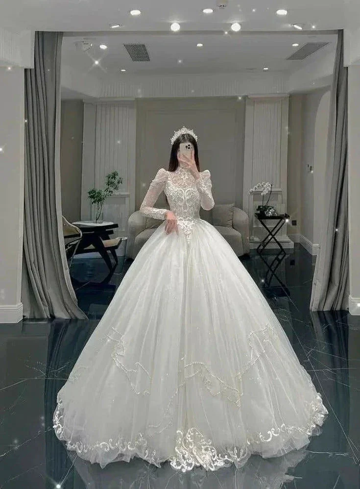 Glamorous White A-line Wedding Dress,White Bridal Dress Y4016 - Image 2